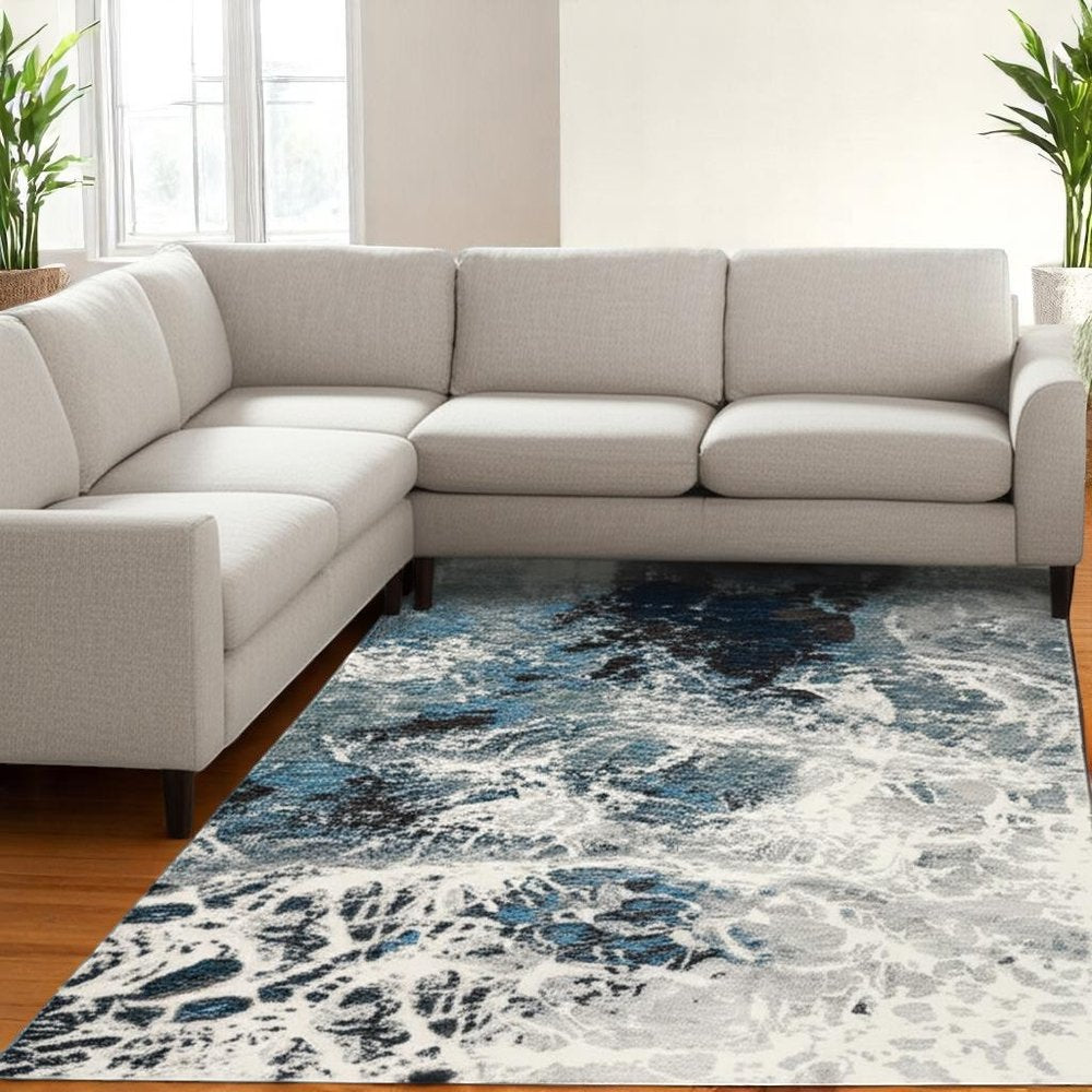 7' X 10' Gray Abstract Power Loom Area Rug