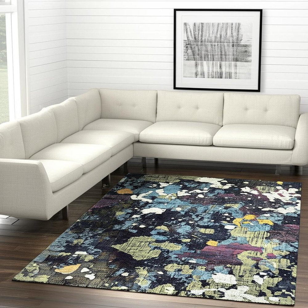 9' X 12' Blue and Green Abstract Power Loom Area Rug