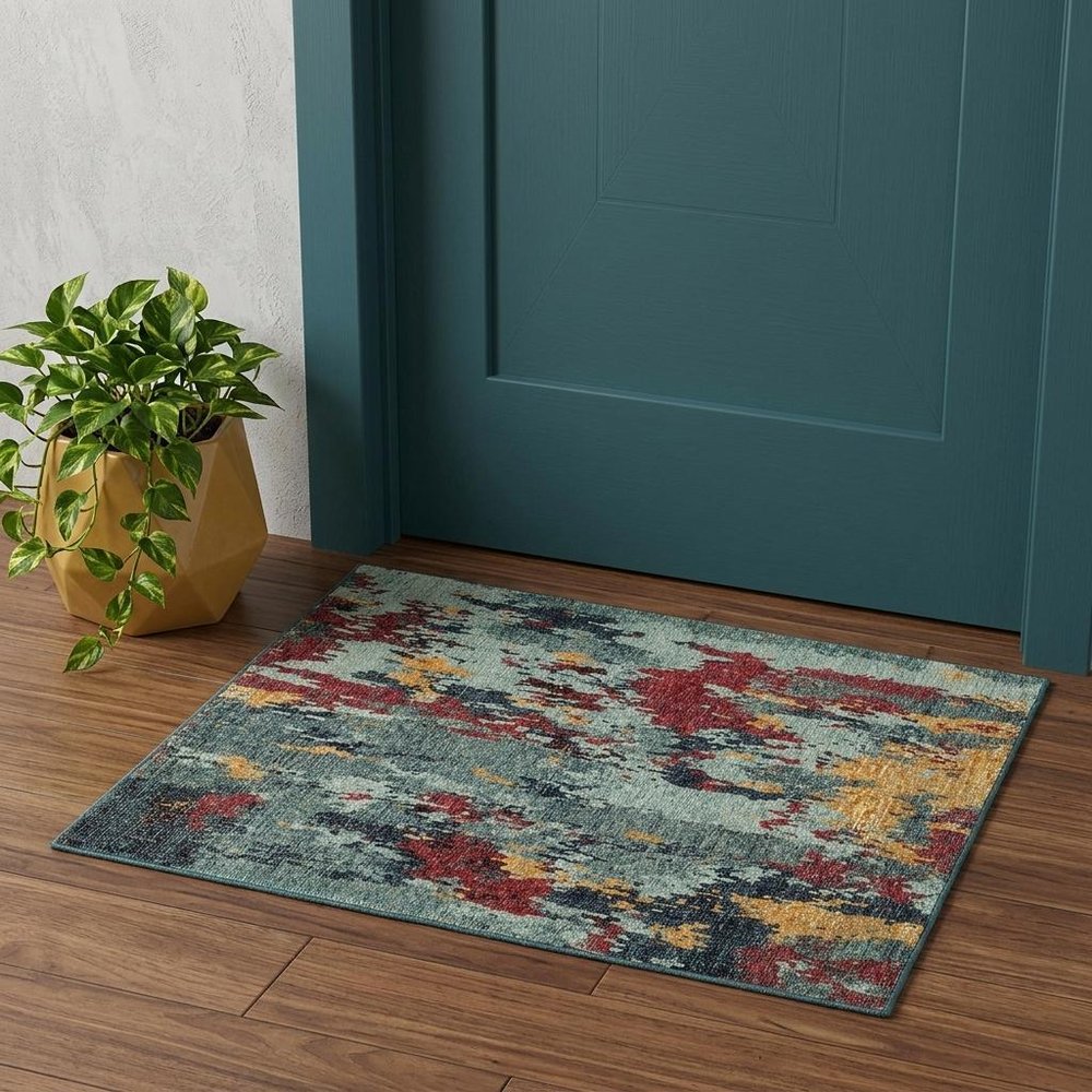 2' X 3' Blue Abstract Power Loom Area Rug