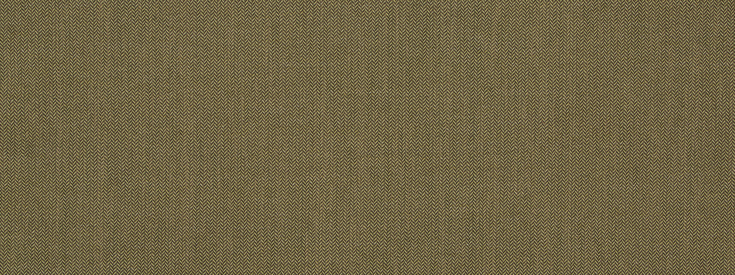 Close-up of olive-brown leaf-pattern upholstery fabric with a subtle tweed texture.