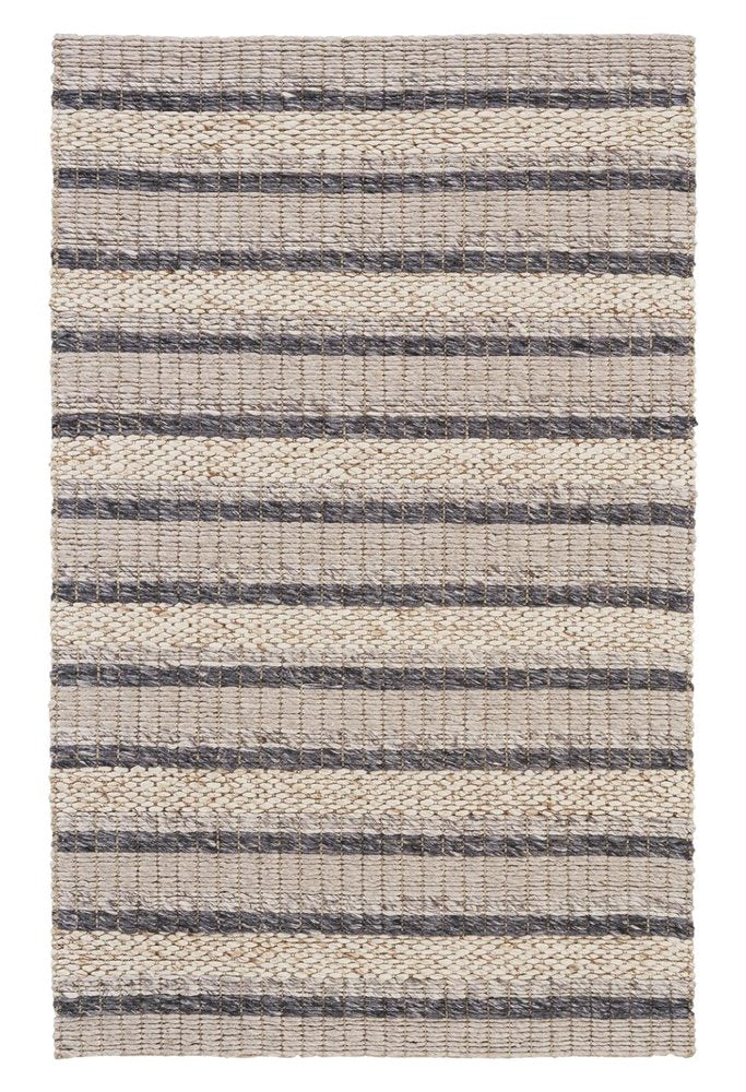 4' X 6' Gray And Ivory Wool Striped Hand Woven Area Rug