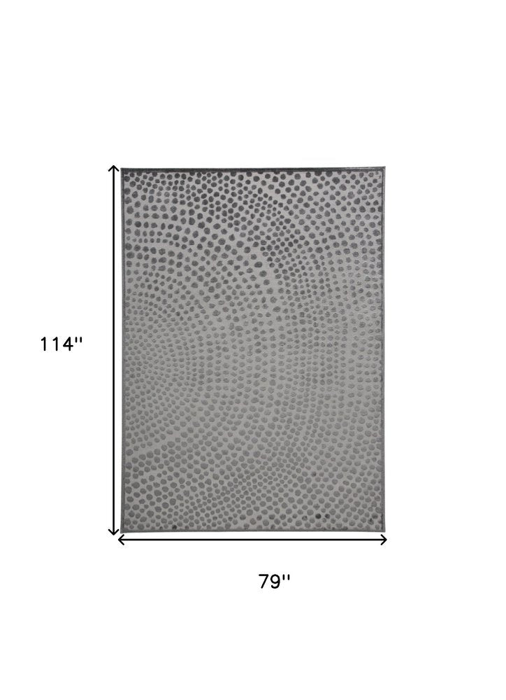 8' X 11' Gray And Silver Abstract Area Rug