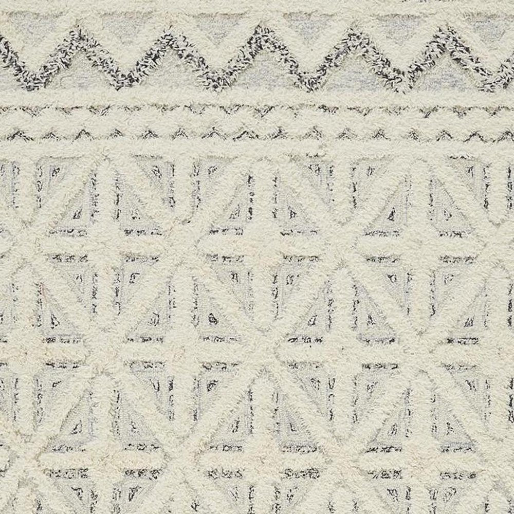 8' X 10' Ivory And Black Wool Geometric Tufted Handmade Stain Resistant Area Rug