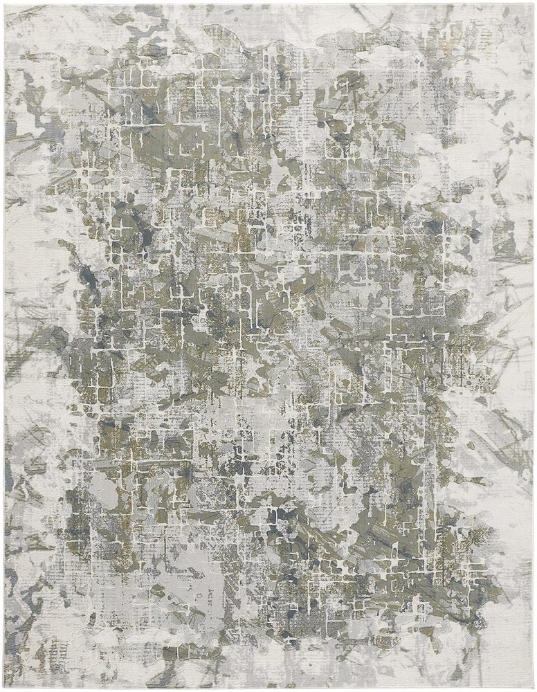 8' X 10' Gray and Ivory Abstract Distressed Non Skid Area Rug