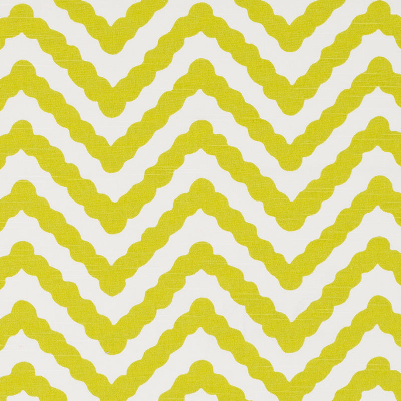 Bright lime chevron zigzag pattern on white background; bold geometric design for textiles or wallpaper.