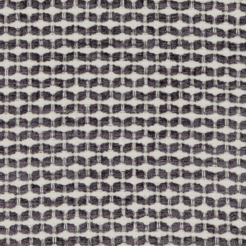 Dark charcoal and cream woven fabric with a small geometric lattice/dot-grid pattern for upholstery