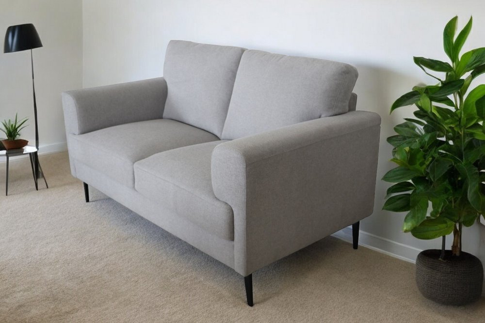 61" light gray and black linen loveseat