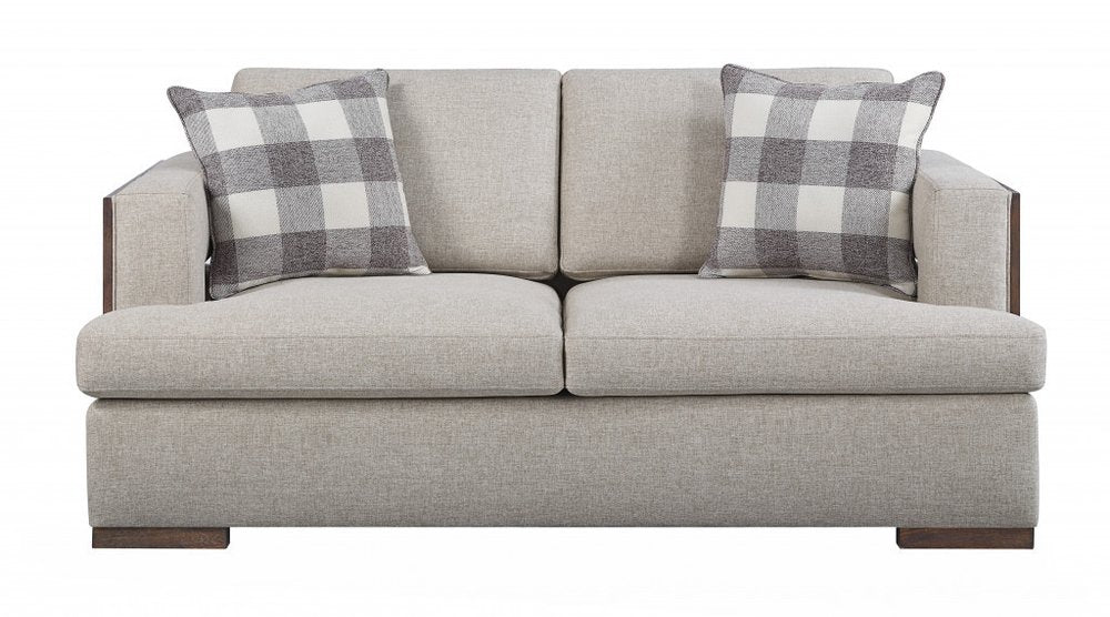 72" beige and brown linen loveseat