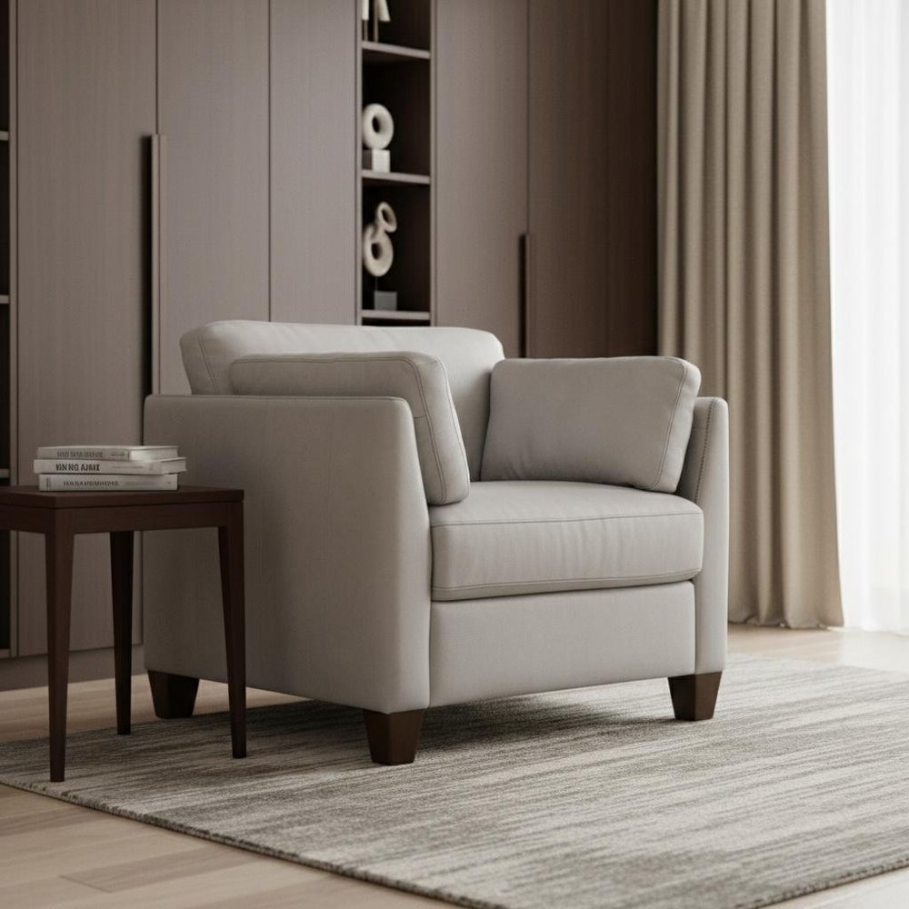 36" White and Black Genuine Leather Arm Chair