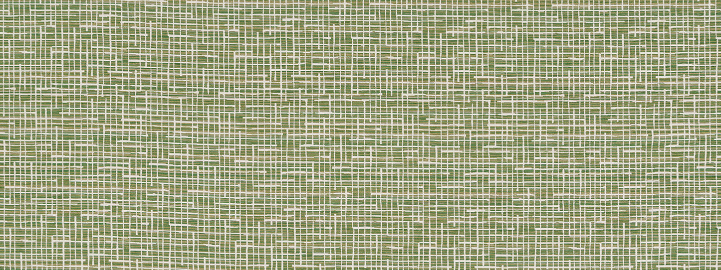 Olive green woven fabric texture with beige grid, tiny check pattern, linen-like material.