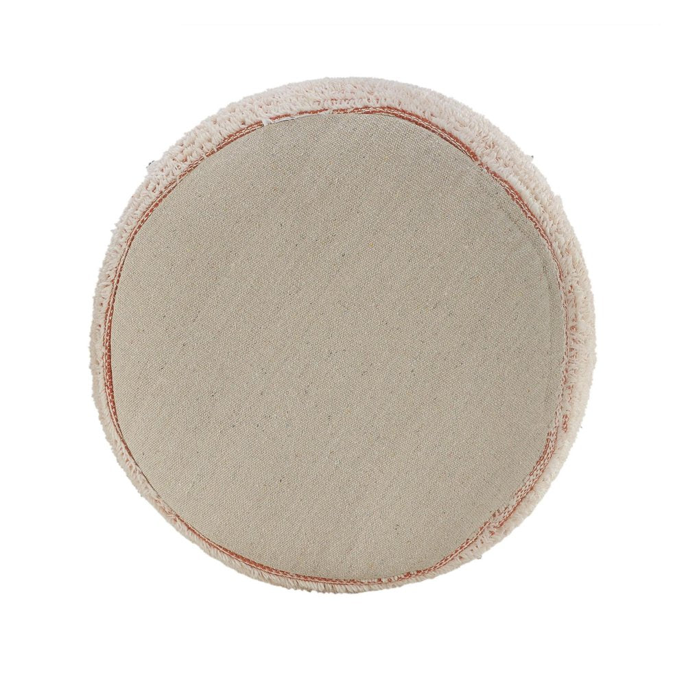18" Pink Fabric Cylinder Striped Pouf Ottoman