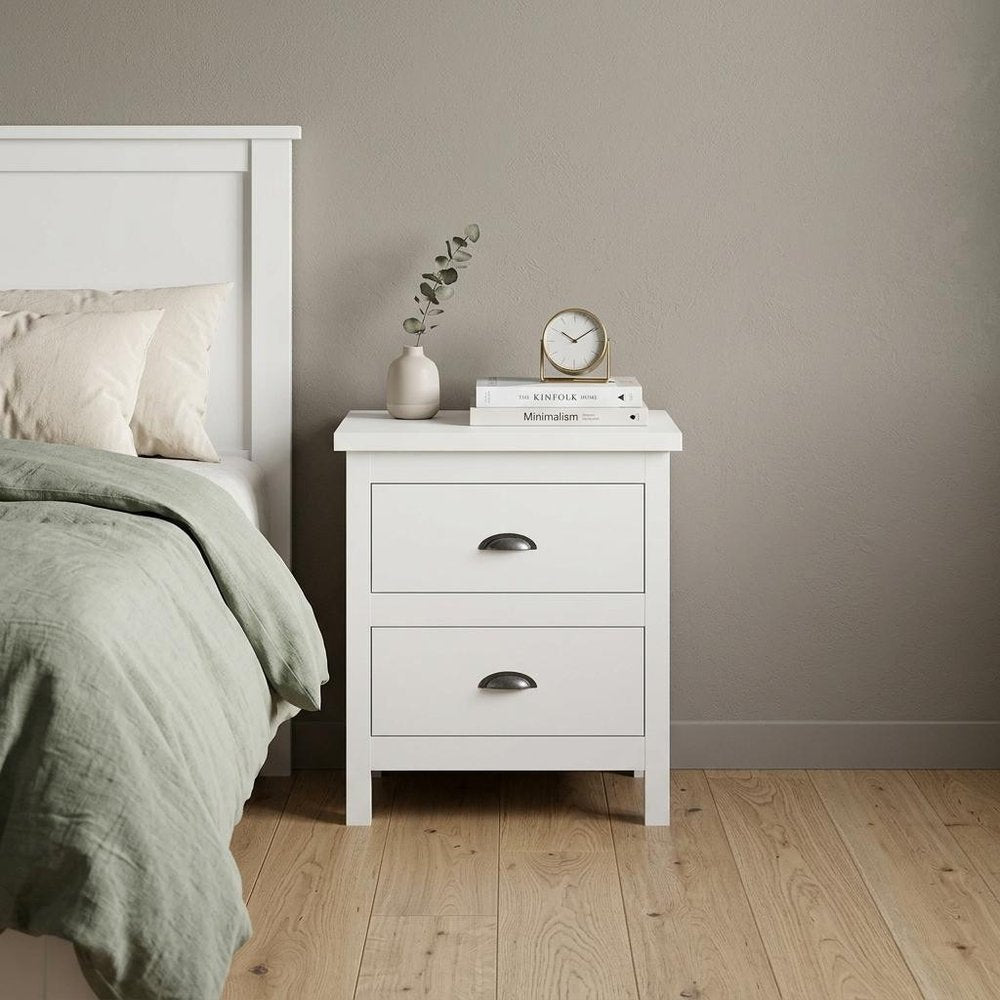 22" Solid Wood Two Drawer Nightstand