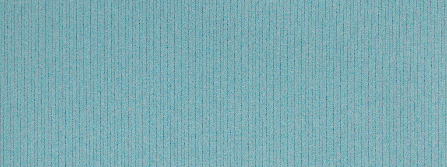 Light blue ribbed fabric close-up with subtle vertical ridges; upholstery fabric.