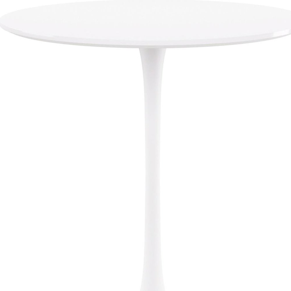 36" White Rounded Manufactured Wood and Metal Bar Table