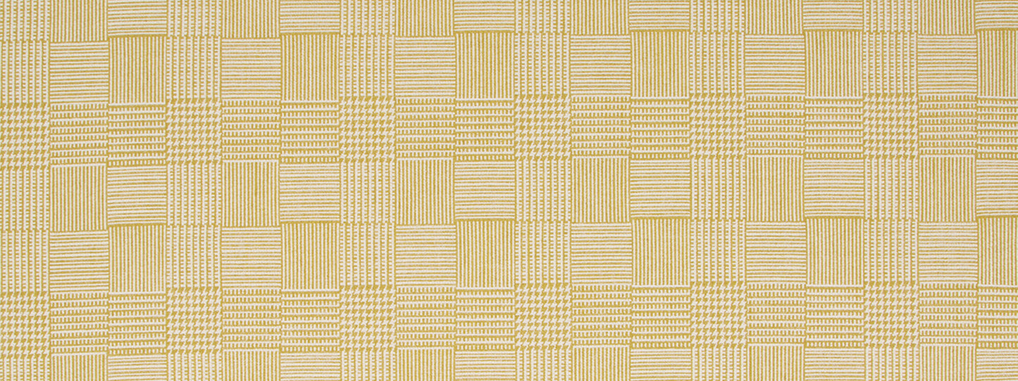 Chartreuse plaid woven upholstery fabric with light and dark chartreuse checks.