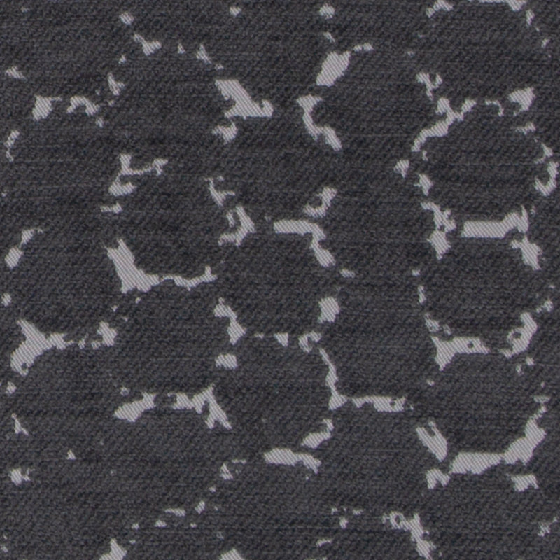 Dark gray fabric with light gray abstract interlocking circular/scale pattern; textured textile.