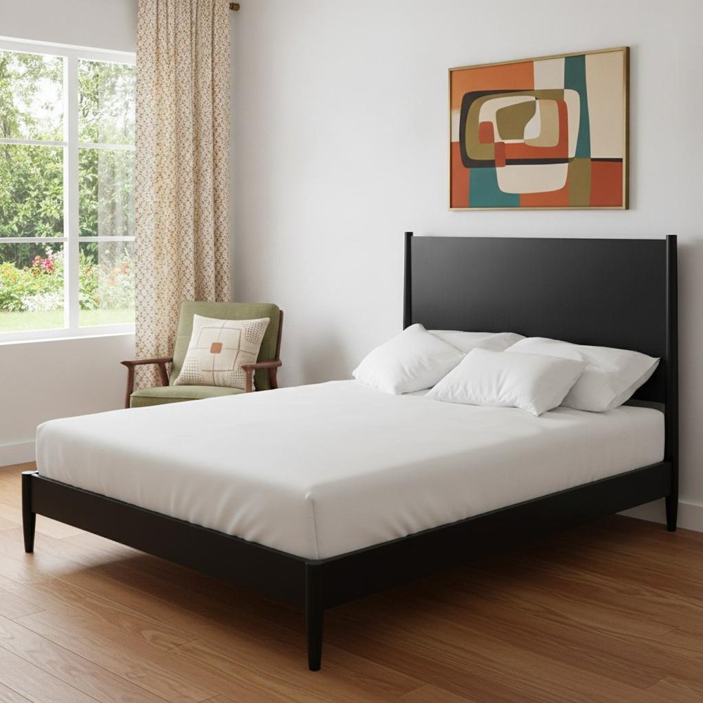 Black Solid Wood California King Bed Frame