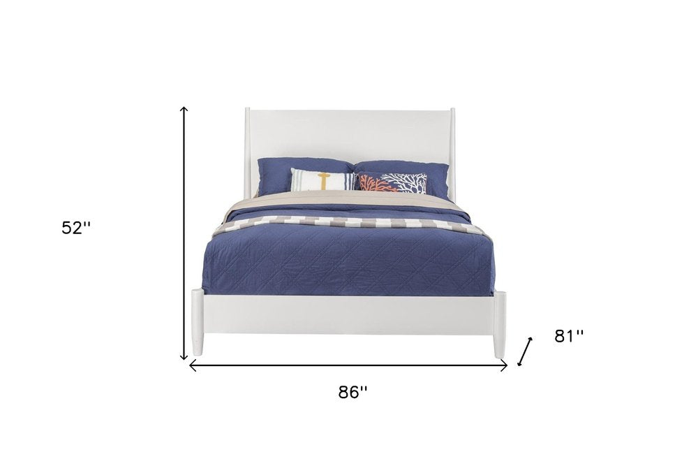 White Solid Wood King Bed Frame