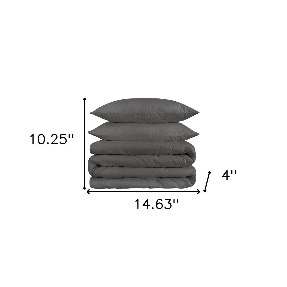 Charcoal King Cotton Blend 1200 Thread Count Washable Duvet Cover Set
