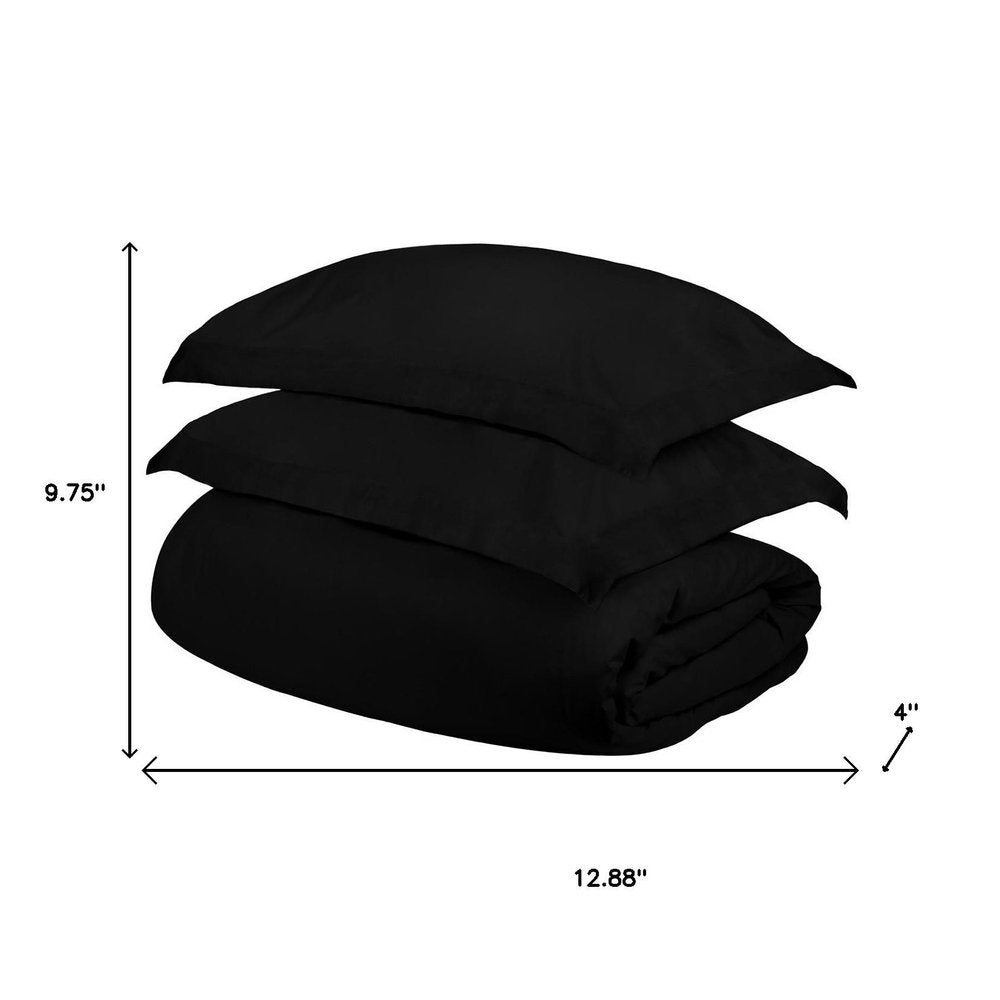 Black King Cotton Blend 300 Thread Count Washable Duvet Cover Set