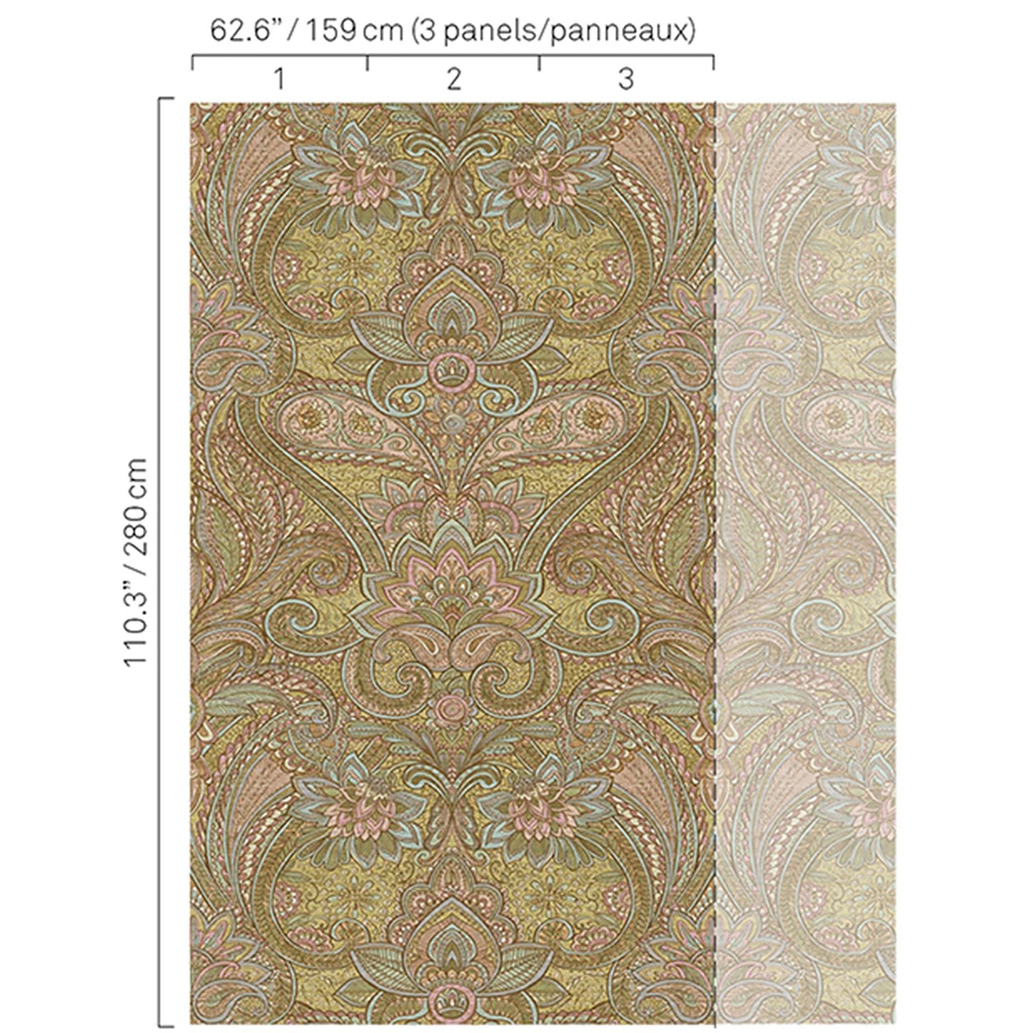 JF Fabrics -Wallpaper 5332 74 Wallpaper Green,Multi Non-Woven,Mural,Width Extendable - 7575274 W8251