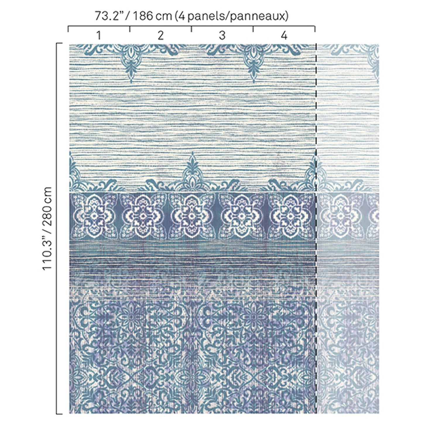 JF Fabrics -Wallpaper 5345 64 Wallpaper Blue Non-Woven,Mural,Width Extendable - 7575664 W8251