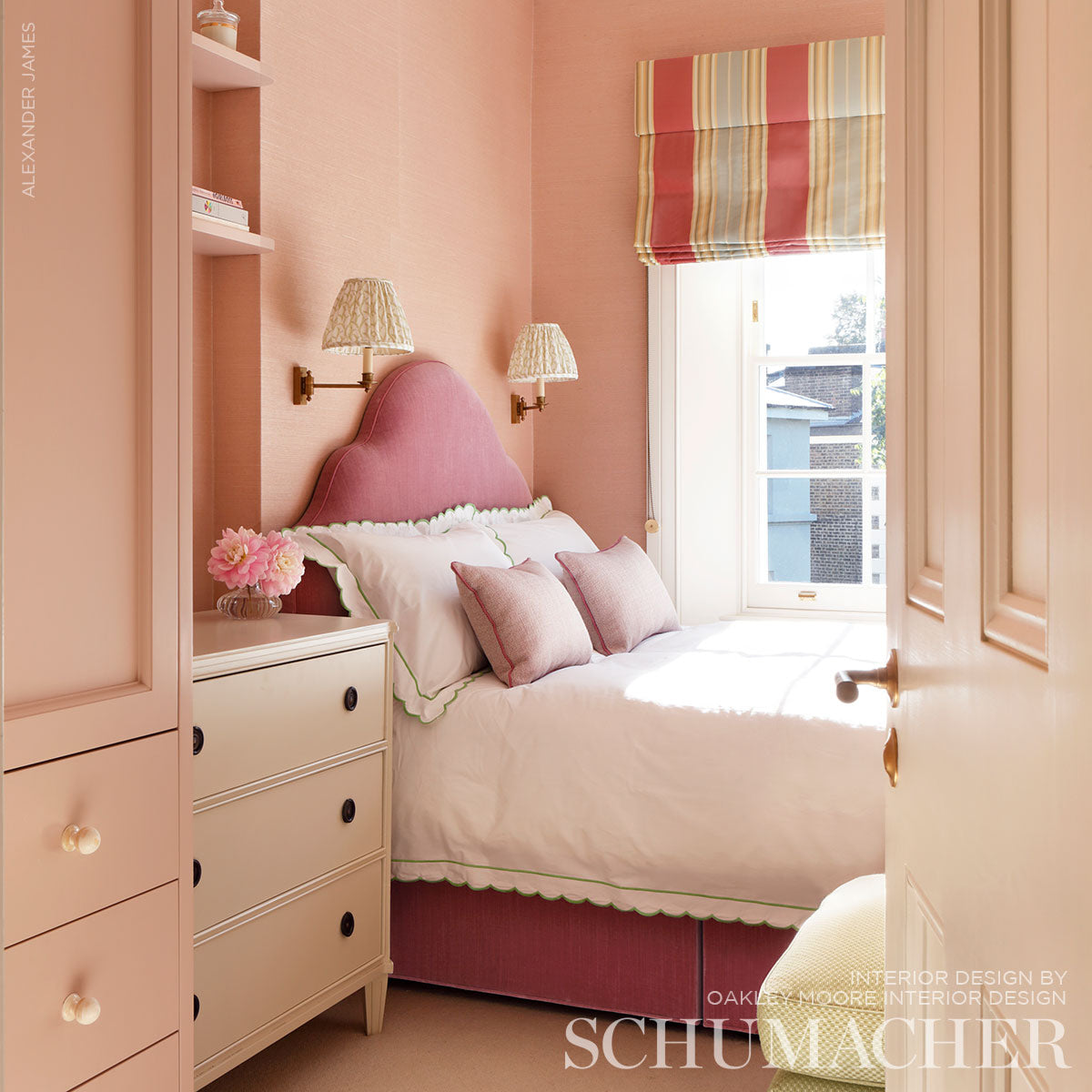 SCHUMACHER CHROMA VIVIEN SILK STRIPE PATTERN WOVENS,SILKS & SATIN PATTERN WOVENS,SILKS & SATIN ROUGE - 54131