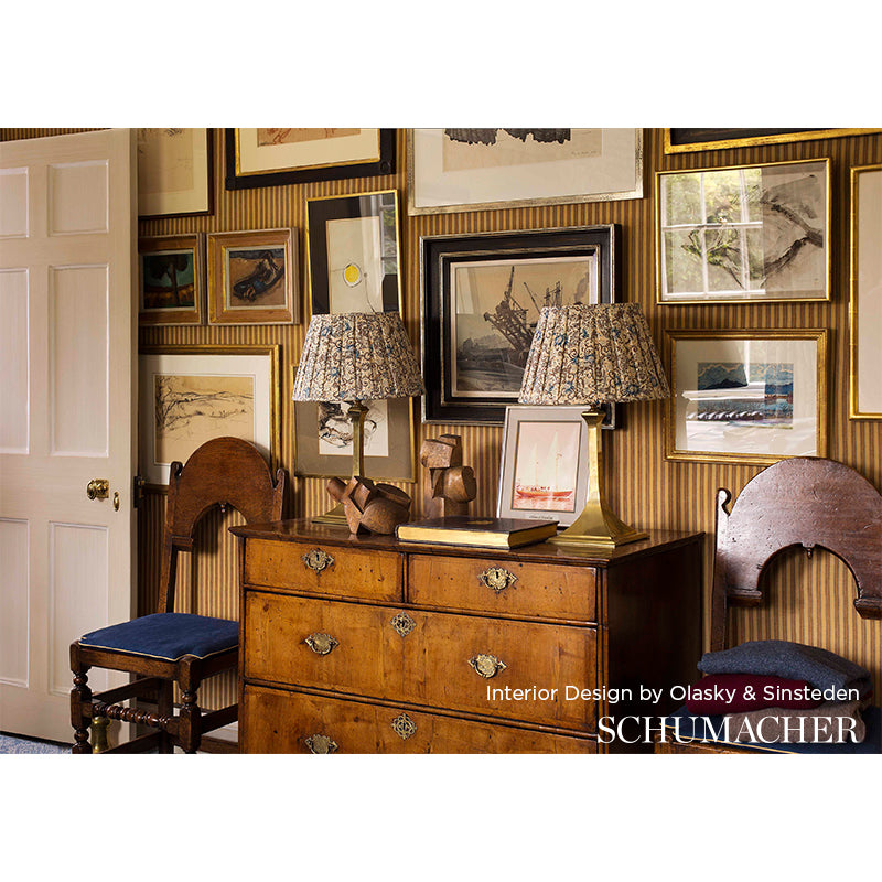 SCHUMACHER RIVE GAUCHE WAINSCOTT LINEN STRIPE PATTERN WOVENS PATTERN WOVENS AZURE - 54170