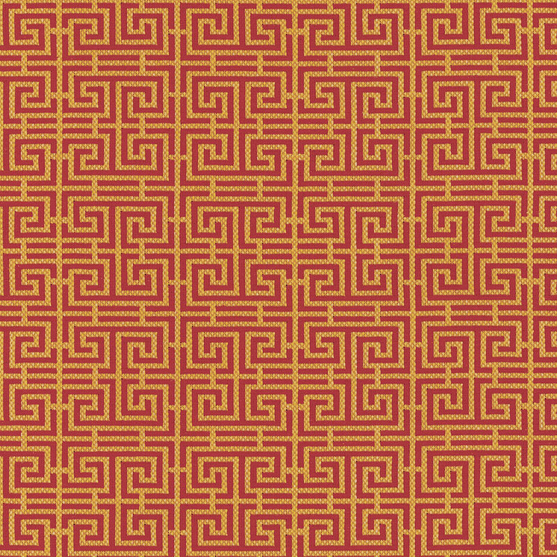 SCHUMACHER CHROMA CHINOIS FRET PATTERN WOVENS PATTERN WOVENS CINNABAR / GOLD - 54952