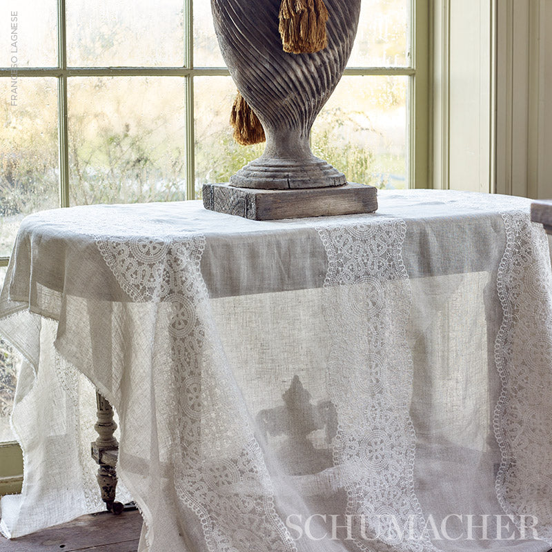 SCHUMACHER ESSENTIALS: SHEERS & CASEMENTS II ALECON EMBROIDERED SHEER EMBROIDERIES,SHEERS & CASEMENTS EMBROIDERIES,SHEERS & CASEMENTS NATURAL - 55421