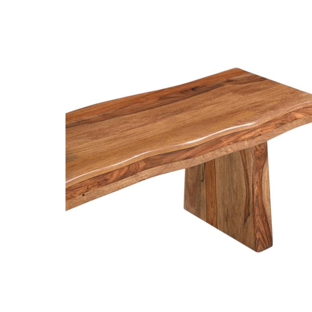 68" Brown Solid Wood Live Edge Dining Bench