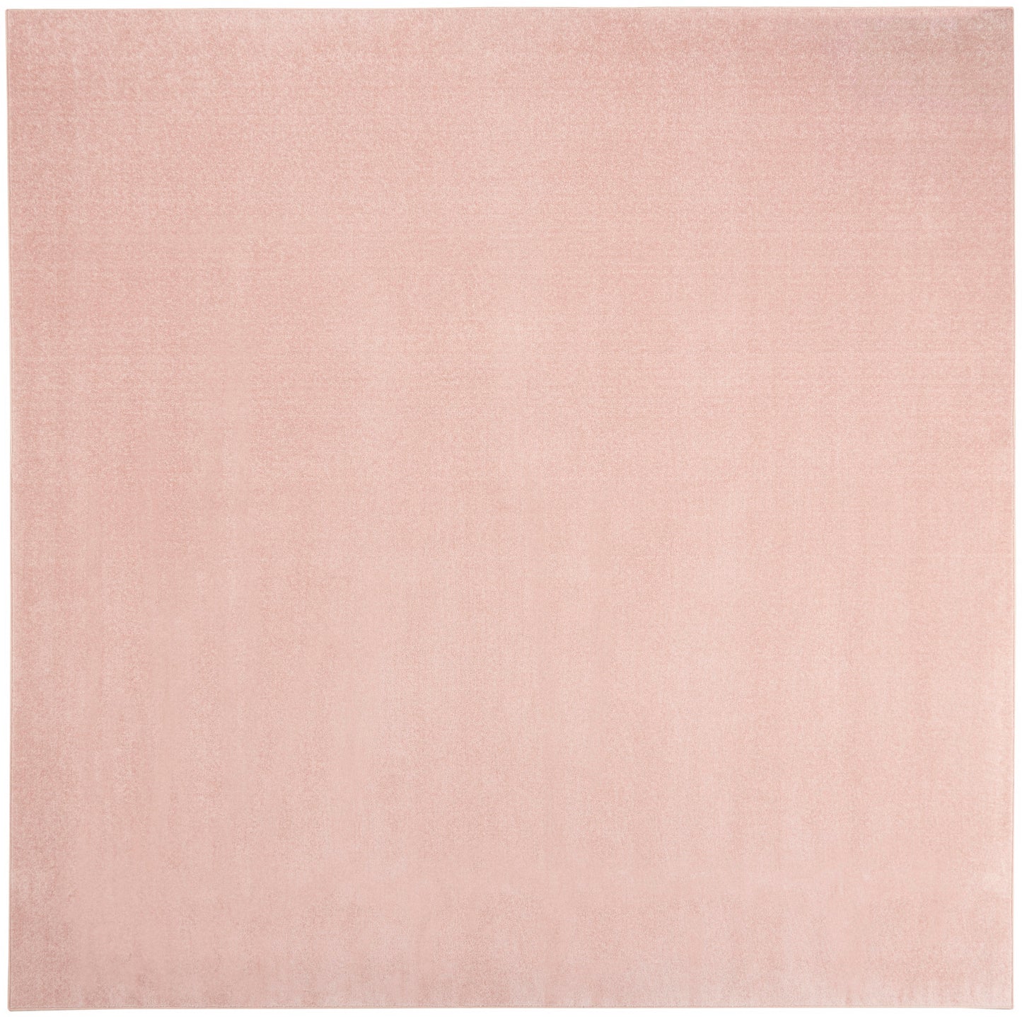 Soft rose-pink outdoor rug, square, low-pile texture for outdoor spaces.