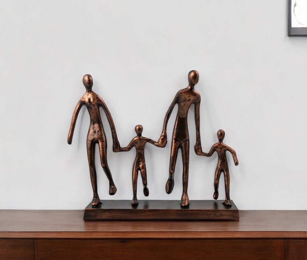 13" Copper Aluminum People Tabletop Sculpture