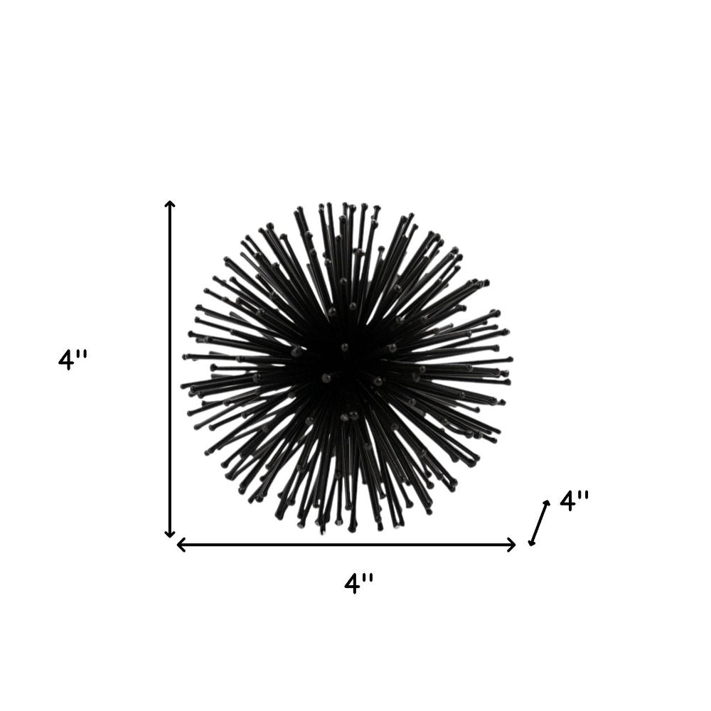 Set of Two Gold Iron Decorative Spiky Sphere Tabletop Sculptures