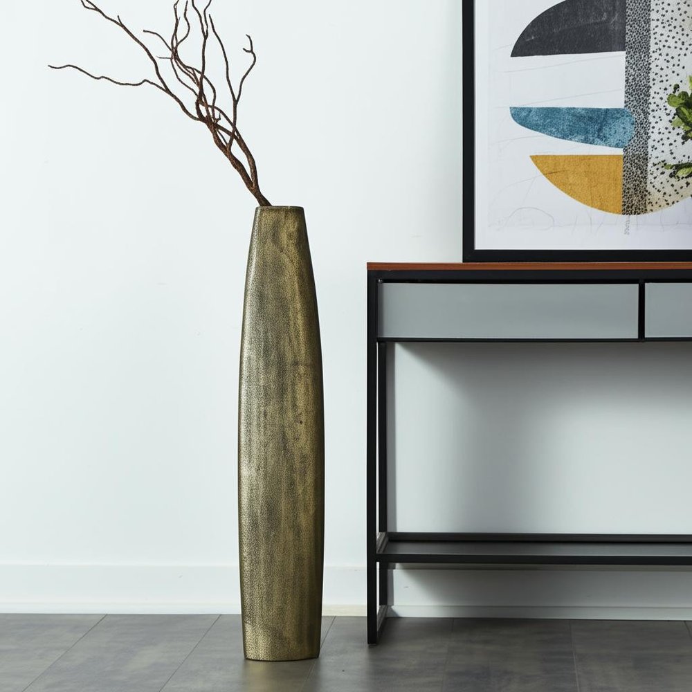 47" Gold Tapered Ceramic Floor Vase