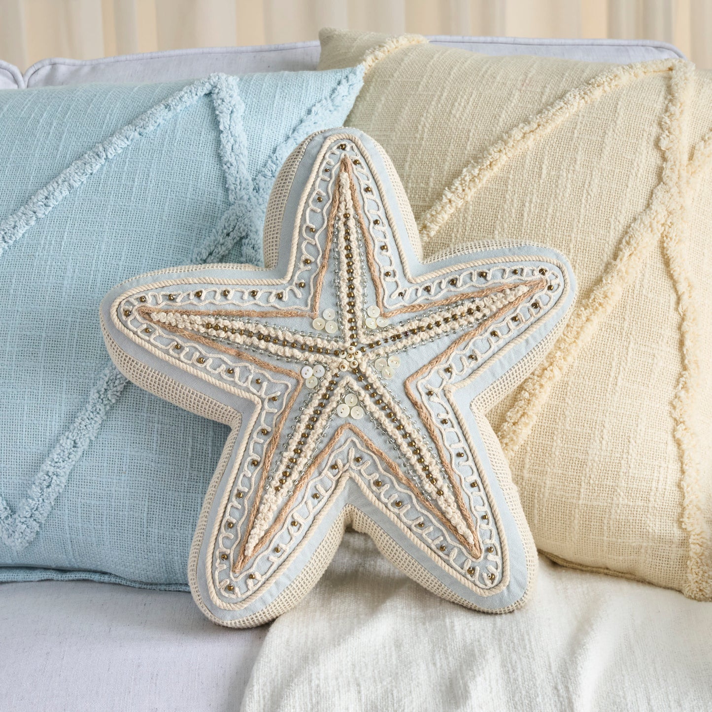 NOURISON HOME 15" x 15" Mina Victory Coastal, Nautical & Beach Blue - 798019092504