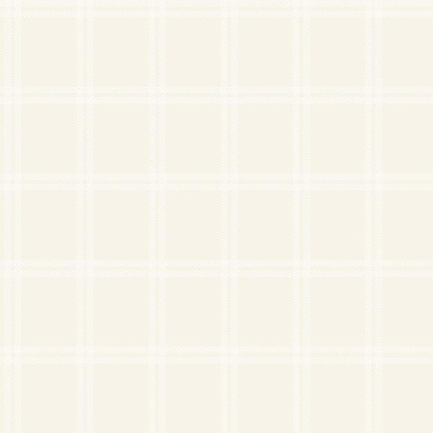 Beige wallpaper swatch with cream lines in a classic plaid/check pattern; non-woven wallpaper.