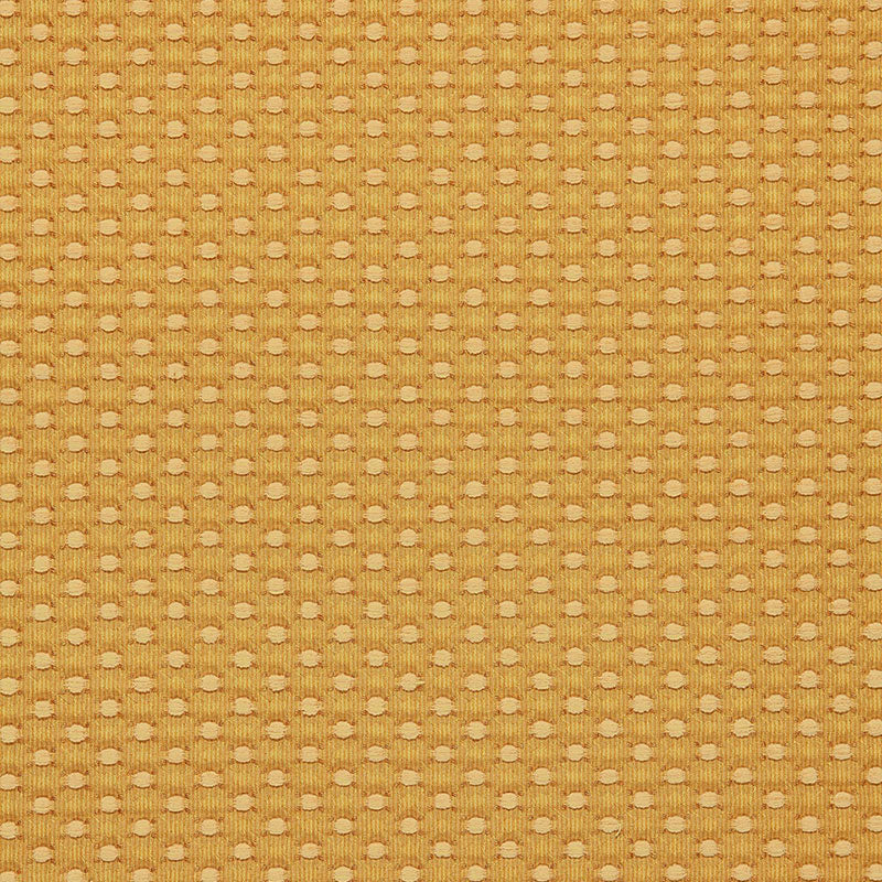 Golden-yellow textured fabric with small raised dots in a grid pattern, ideal for upholstery.
