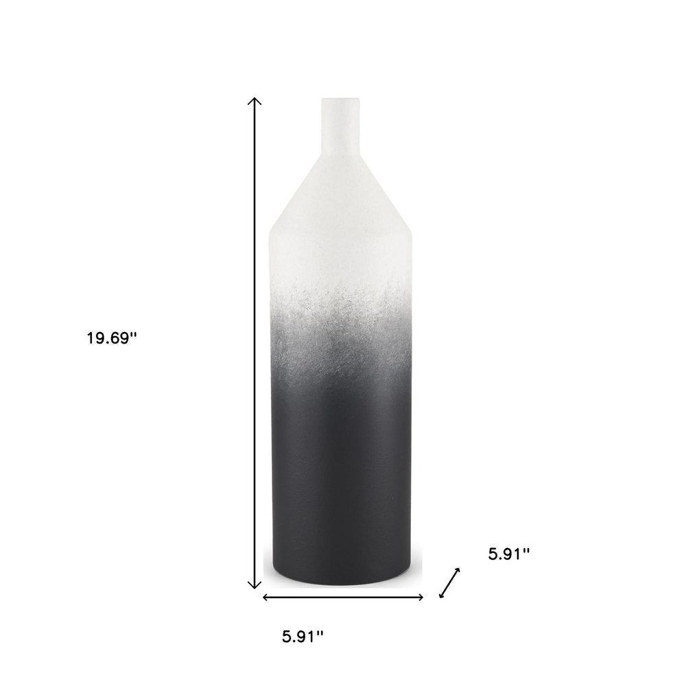 20" Black And White Ombre Metal Table Vase