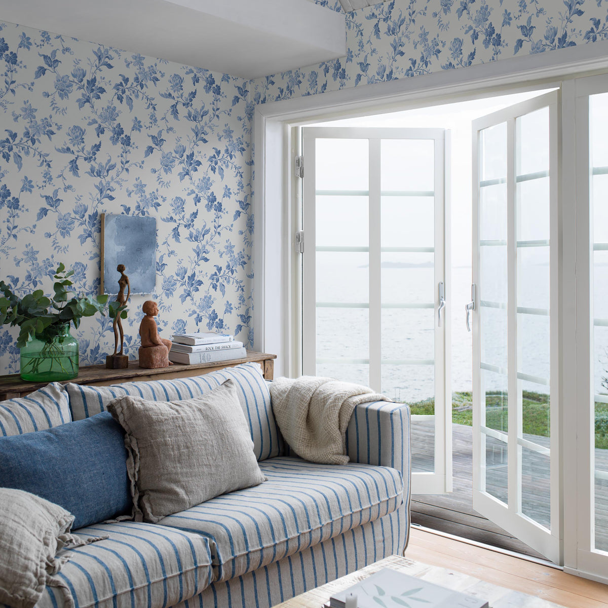 SCHUMACHER Borastapeter BLOMSLINGA BLUE , WHITE - 6146