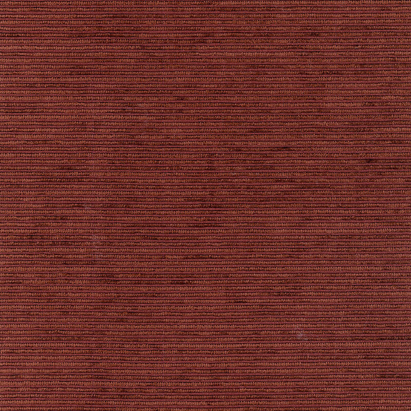 Rust-red ribbed fabric texture with subtle horizontal stripes; woven upholstery swatch.