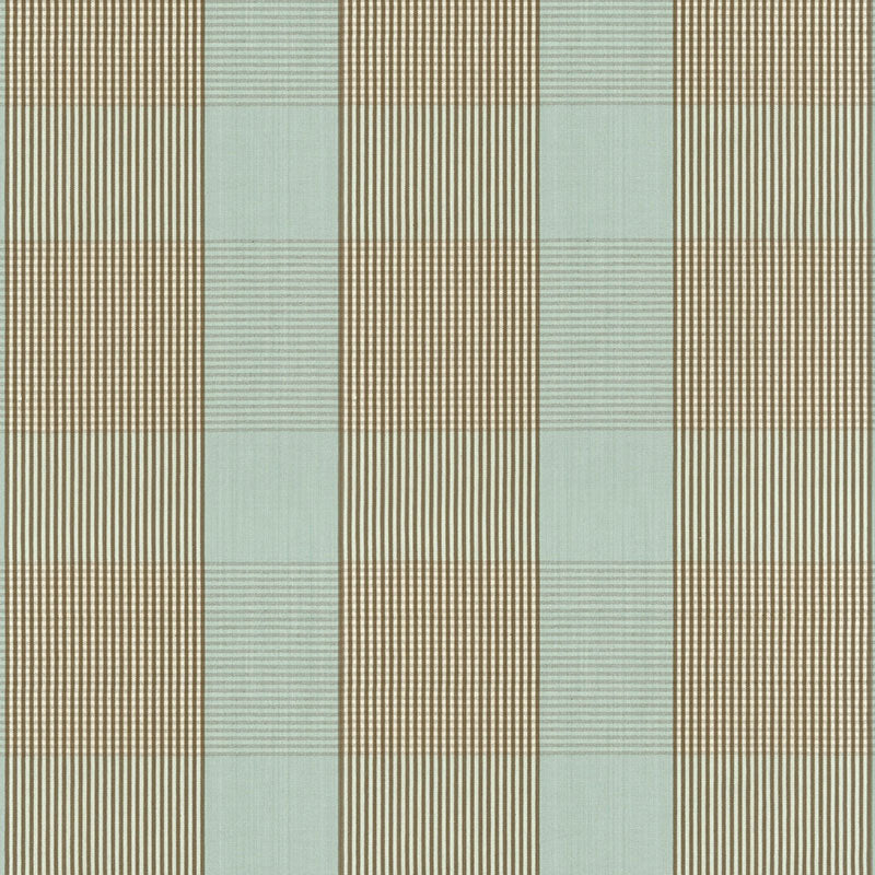 SCHUMACHER CALYPSO AVON GINGHAM PLAID PATTERN WOVENS PATTERN WOVENS MOCHA/AQUA - 63023
