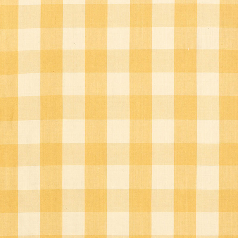 Straw and white cotton check fabric swatch, square pattern.