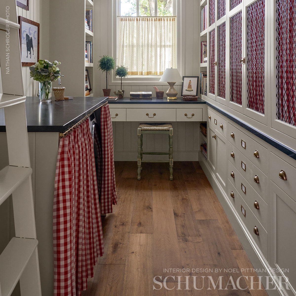 SCHUMACHER CHROMA SP14 CAMDEN COTTON CHECK PATTERN WOVENS PATTERN WOVENS RED - 63034