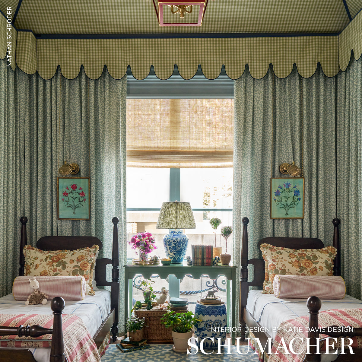 SCHUMACHER REVISITS OF POPULAR PATTERNS ELTON COTTON CHECK PATTERN WOVENS PATTERN WOVENS SAGE - 63056