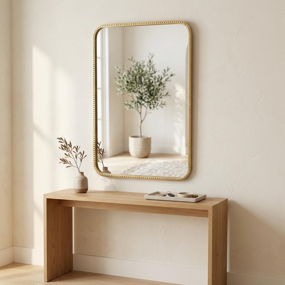 32" Gold Metal Beaded Accent Mirror
