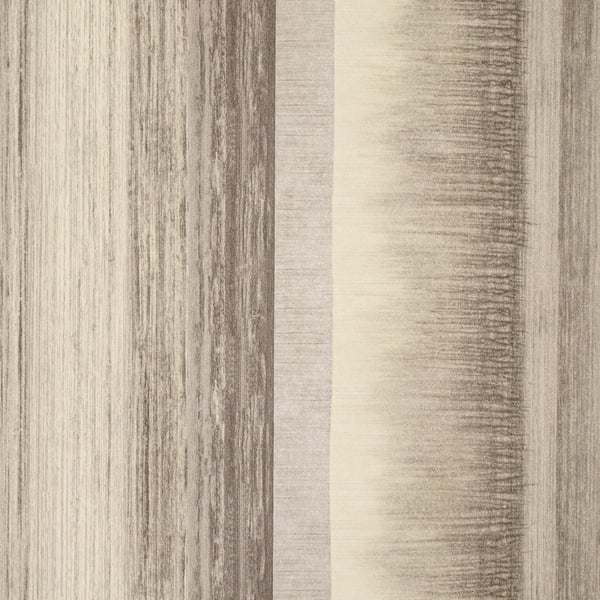Neutral striped wallpaper with beige and brown stripes and subtle grain texture.