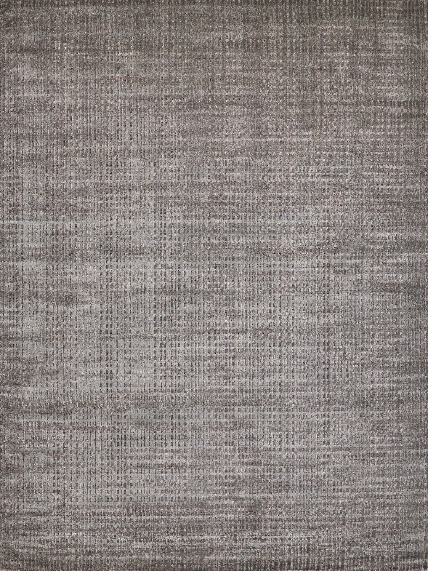 Grey textured area rug with a muted plaid/grid pattern, soft pile for living rooms.