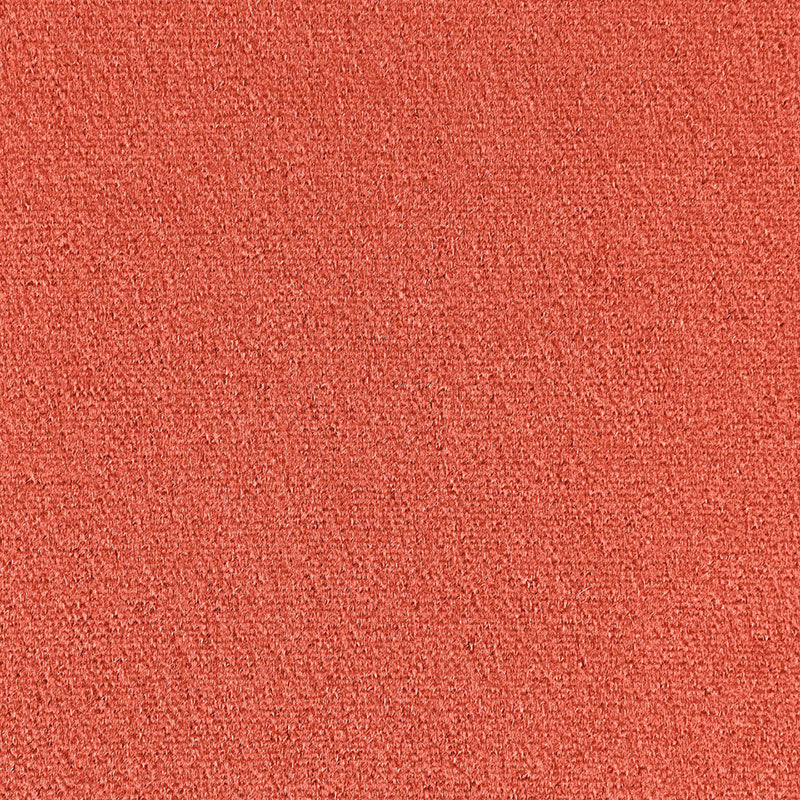 Close-up of coral-red textured fabric with short, dense fibers.