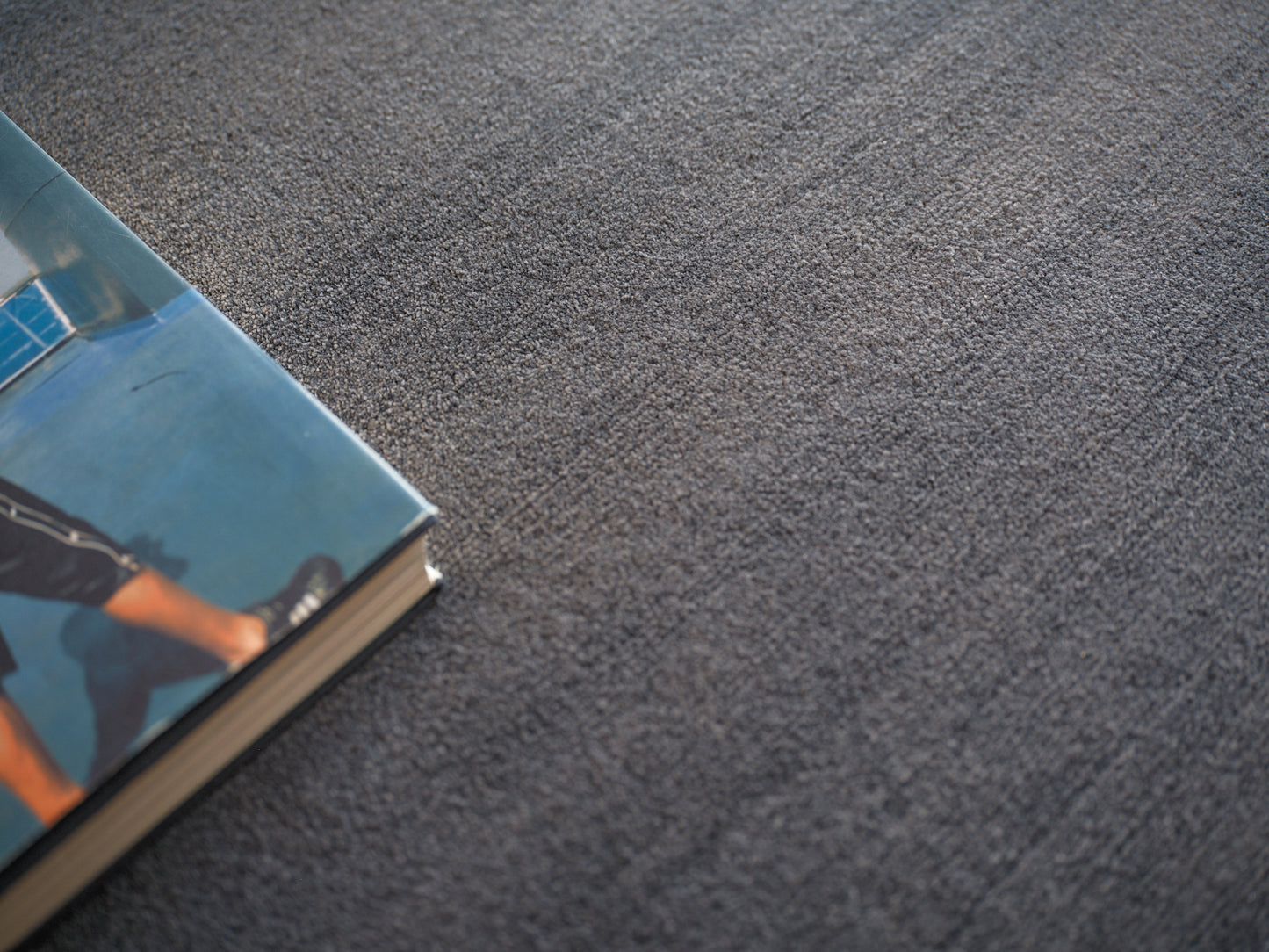 Blue-toned modern indoor hand loomed rug, 4' x 6'.